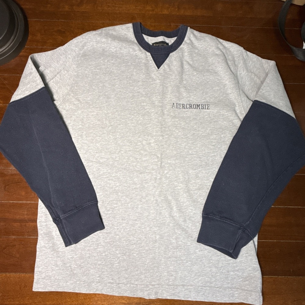 Vintage Y2K Abercrombie & Fitch Long Sleeve T-Shirt Mens M Blue Skater Faded